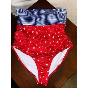 NWT Oasis plus size strapless one piece Stars and Stripes swimsuit size 1X
